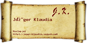 Jáger Klaudia névjegykártya