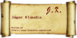 Jáger Klaudia névjegykártya